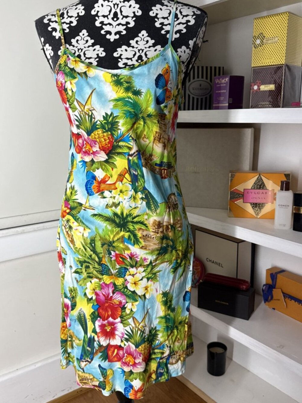 Aqua Blues Womens Dress Size L Multicolor Hawaiian Coastal Vacation Rare Love!